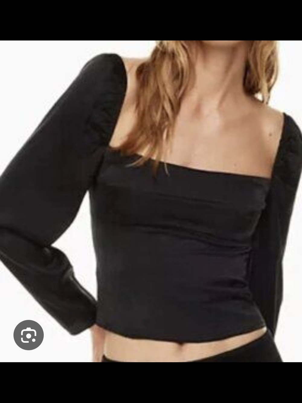 Wilfred Black Square-Neck Long Sleeve Crop Top